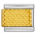 Maillon de bracelet modulaire italien avec texture de grille dorée sur acier inoxydable - Maillon Seul - Texture de Grille (Y1511-5) / 1 Pièce / Bicolore (Or Enveloppé d'Argent)