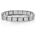 Bracelet modulaire italien en acier inoxydable avec texture grillagée pour bijoux DIY - Bracelet Complet - Texture de Grille (ICH108-1) / 1 Pièce / Argent