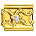 Nahaufnahme eines vergoldeten Sternzeichen-Charms mit eingelegtem Zirkonia für Armbänder - Wassermann (ICJ3630-2-1)