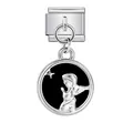Italienischer Edelstahl-Modul-Charm mit betendem Engel und Stern auf Schwarz. - Schwarzer Engel Stern (ICG743-1)