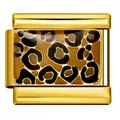 Gold plated stainless steel Italian charm featuring classic leopard print for DIY modular bracelets - Fashion Leopard Print Pattern(ICJ308-2) / Gold