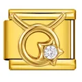 Goldener Stier-Sternzeichen Italienischer Modular-Charm mit funkelndem Strassstein für DIY - Stier (ICJ3630-2-4)