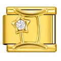Goldener Edelstahl Zwillinge Modul-Charm mit Kristall für italienische Armbänder - Zwillinge (ICJ3630-2-5)