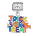 Italienischer Edelstahl-Charm mit buntem Trick or Treat Halloween-Anhänger aus Emaille - Süßes Oder Saures (ICG747-1)