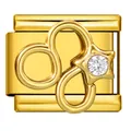 Goldenes Sternzeichen Löwe Italienisches Charm mit glitzerndem Kristall - Löwe (ICJ3630-2-7)