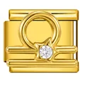 Vergoldeter Edelstahl-Charm Waage für italienische Armbänder mit klarem Kristall. - Waage (ICJ3630-2-9)