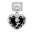 Hochwertiger silberner Edelstahl italienischer Modular-Charm mit Herz-Rosen-Anhänger - Schwarze Hohle Rose (ICG752-1)