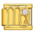 Vergoldetes Skorpion-Sternzeichen Italienischer Charm-Link mit Kristallstern für Armbänder - Skorpion (ICJ3630-2-10)