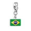 Hochwertiger Edelstahl-Karabineranhänger mit einer bunten Brasilien-Flaggen-Plakette - Brasilien Flagge Anhänger (RS-TPG573-1-BR) / 7x10mm