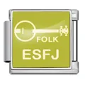 Green ESFJ MBTI stainless steel Italian charm link with folk banjo icon - ESFJ Consul (JFAA0020-1) / Silver