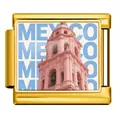 Gold Italian modular charm link with Mexico cathedral landmark design for DIY jewelry - Mexico Cathedral (ICP-JCAA0075-2)