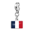 Silberner Edelstahl-Karabinerverschluss-Anhänger mit dem Motiv der französischen Flagge - Frankreich Flagge Anhänger (RS-TPG573-1-FR) / 7x10mm