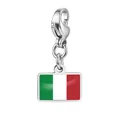 Eleganter Edelstahl-Karabinerverschluss-Charm mit italienischem Flaggen-Design - Italien Flagge Anhänger (RS-TPG573-1-IT) / 7x10mm