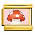 Premium Italian modular bracelet charm featuring a red mushroom design in golden finish - Red Mushroom Style (ICP-YCAA0086-2) / Gold Base
