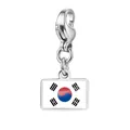 Hochwertiger Südkorea Flagge Anhänger aus Edelstahl mit robustem Karabinerverschluss - Südkorea Flagge Anhänger (RS-TPG573-1-KR) / 7x10mm