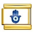 Charm modulare in acciaio dorato con mano di Hamsa e occhio blu per bracciali fai-da-te. - Mano di Fatima (ICP-YCAA0037-1) / Argento