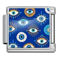 Maillon de bracelet italien en acier inoxydable avec divers motifs de l'œil maléfique. - 恶魔之眼拼接件(ICP-JFAA0106-1) / Argent