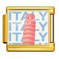 Italian Landmark Leaning Tower of Pisa Gold Stainless Steel Modular Bracelet Charm Link - Italy (ICP-JCAA0078-2)