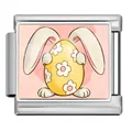 Easter egg and bunny Italian modular charm link in stainless steel for DIY bracelets - Rabbit Peeking Egg (ICP-JCAA0153-1)