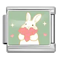 Italian modular charm stainless steel bracelet with cute Easter rabbit holding hearts - Bunny with Heart (ICP-JCAA0173-1)