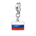 Edelstahl-Karabinerverschluss-Anhänger mit russischer Flagge für DIY-Armbänder und Halsketten - Russland Flagge Anhänger (RS-TPG573-1-RU) / 7x10mm