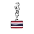 Edelstahl Anhänger mit Thailand-Flagge und Karabinerverschluss für DIY-Armbänder - Thailand Flagge Anhänger (RS-TPG573-1-TH) / 7x10mm