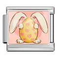 Easter bunny egg pattern stainless steel Italian charm link for DIY modular bracelets - Heart Rabbit Ears Egg (ICP-JCAA0155-1)