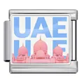 UAE pink mosque landmark Italian modular charm link in stainless steel for DIY bracelets - UAE (ICP-JCAA0081-1)