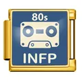 Gold INFP MBTI modular charm link with 80s blue cassette tape design for DIY bracelets - INFP Mediator (JFAA0025-1) / Silver