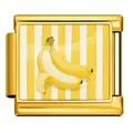 Italiaanse modulaire armband schakel met gele banaan illustratie op goudkleurig staal - Bananenstijl (JCAA0091-2) / Goud