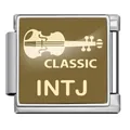 Custom INTJ MBTI personality stainless steel modular charm link with violin motif - INTJ Strategist (JFAA0026-1) / Silver