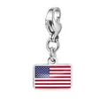 Anhänger mit amerikanischer Flagge aus Edelstahl mit sicherem Karabinerverschluss - Silberner USA-Flaggen-Anhänger (Nur Anhänger) (RS-TPG573-1-US) / 7x10mm