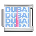 Stainless steel Italian charm bracelet link with pink Burj Khalifa and Dubai city text - Dubai (ICP-JCAA0082-1)