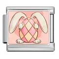 Cute Easter egg bunny modular charm for stainless steel DIY Italian bracelet link - Checkered Rabbit Ear Egg (ICP-JCAA0156-1)