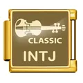 Gold stainless steel square charm for Italian bracelet featuring INTJ violin design. - INTJ Strategist (JFAA0026-2) / Gold