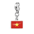 Premium-Anhänger aus Edelstahl mit Vietnam-Nationalflagge und Karabinerverschluss für Schmuck - Silberner Vietnam-Flaggen-Anhänger (Nur Anhänger) (RS-TPG573-1-VN) / 7x10mm