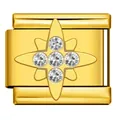 Golden Italian charm link for modular bracelets with sparkling star and five zirconia - Golden Cross Star (ICJ3231) / 1 Piece