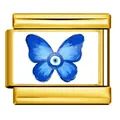 Charm modulare a farfalla blu malocchio per maglie bracciale italiano in acciaio - Farfalla (ICP-YCAA0041-2) / Oro