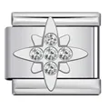 Stainless steel Italian modular charm link with a sparkling five-rhinestone star design - Silver Cross Star (ICJ3231-1) / 1 Piece