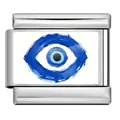 Modulo charm occhio blu in acciaio inossidabile per bracciali a maglie modulari - Occhio Dipinto a Mano (ICP-YCAA0042-1) / Argento