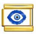 Charm modulare in acciaio inossidabile dorato con design Evil Eye blu per bracciale DIY - Occhio Dipinto a Mano (ICP-YCAA0042-2) / Oro
