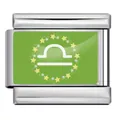 Maillon de bracelet italien en acier inoxydable avec signe de la Balance vert - Balance / Base Argentée