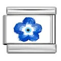 Charm fiore occhio del male blu per bracciale modulare in acciaio inossidabile DIY - Fiore (ICP-YCAA0043-1) / Argento