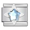Light blue star rhinestone Italian charm link in polished stainless steel for DIY bracelets - Silver Blue Star (ICJ3232) / 1 Piece