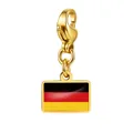 Goldener Edelstahl-Anhänger mit Deutschland-Flagge und Karabinerverschluss für DIY-Schmuck - Goldener Deutschland-Flaggen-Anhänger (Nur Anhänger) (RS-TPG573-2-DE) / 7x10mm