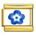 Maglia charm italiana in acciaio inox dorato con design a fiore dell'occhio greco blu - Fiore (ICP-YCAA0043-2) / Oro