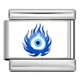 Maglia componibile in acciaio inox con design occhio del male blu per bracciali fai da te - Fiamma (ICP-YCAA0044-1) / Argento