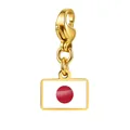 Vergoldeter Karabinerverschluss-Schmuckanhänger mit japanischer Nationalflagge - Goldener Japan-Flaggen-Anhänger (Nur Anhänger) (RS-TPG573-2-JP) / 7x10mm