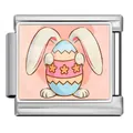 Cute Easter bunny egg pattern stainless steel Italian modular bracelet charm link - Wavy Star Rabbit Ear Egg (ICP-JCAA0159-1)
