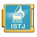 Square gold stainless steel Italian charm with ISTJ MBTI personality design and blue background - ISTJ Logistician (JFAA0030-2) / Gold